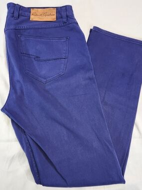 Robert Graham Men’s Tailored Kipling Royal Blue Cotton Jeans 34x30 Yates Chinos